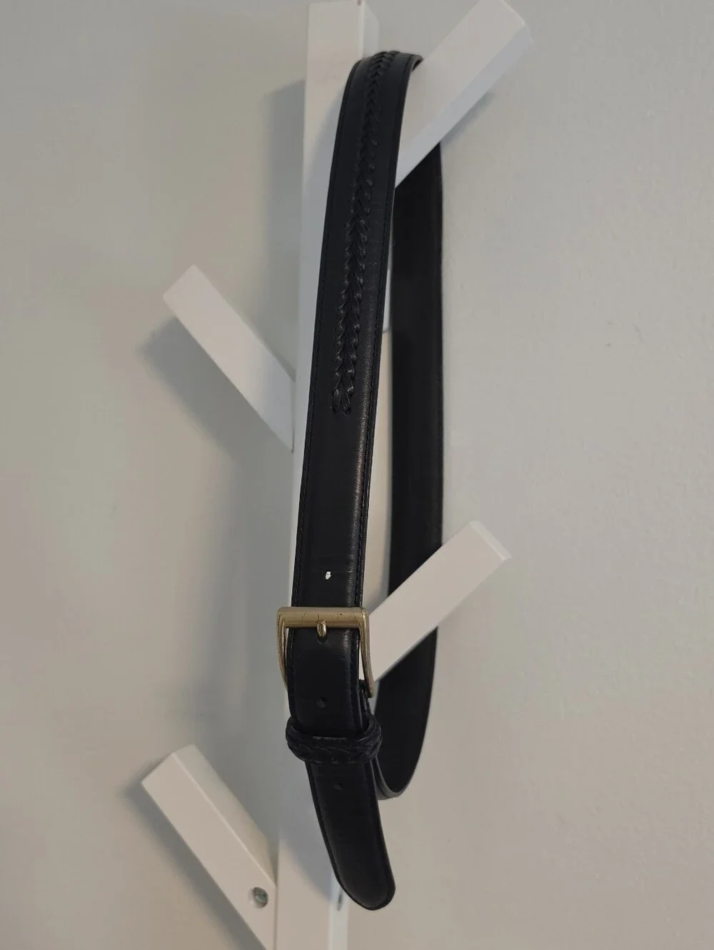 Coach Black Leather Braided Belt Size 36 Brass Buckle Full Grain 6918 Classic